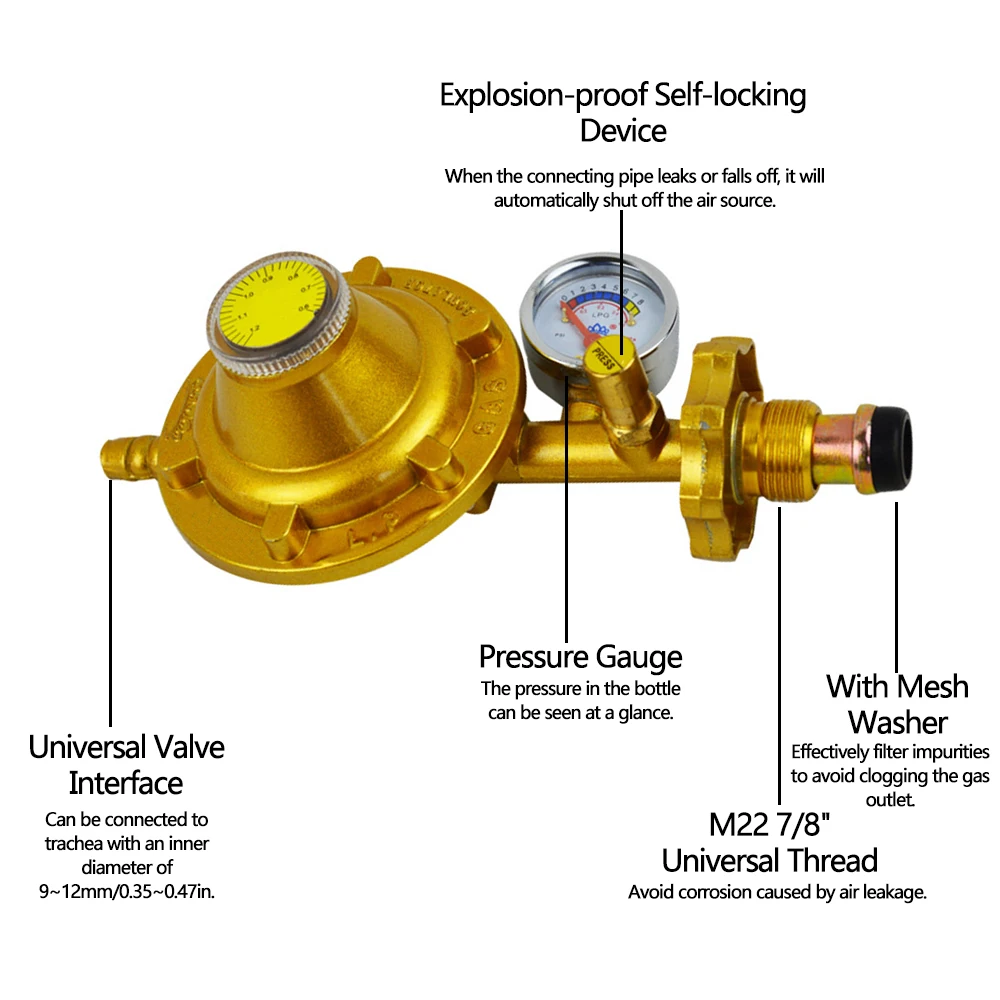 209A/209B Gas Pressure Reducing Valve with Self-locking Explosion-proof Adjustable Pressure Reducing Valve Cooker Accessories