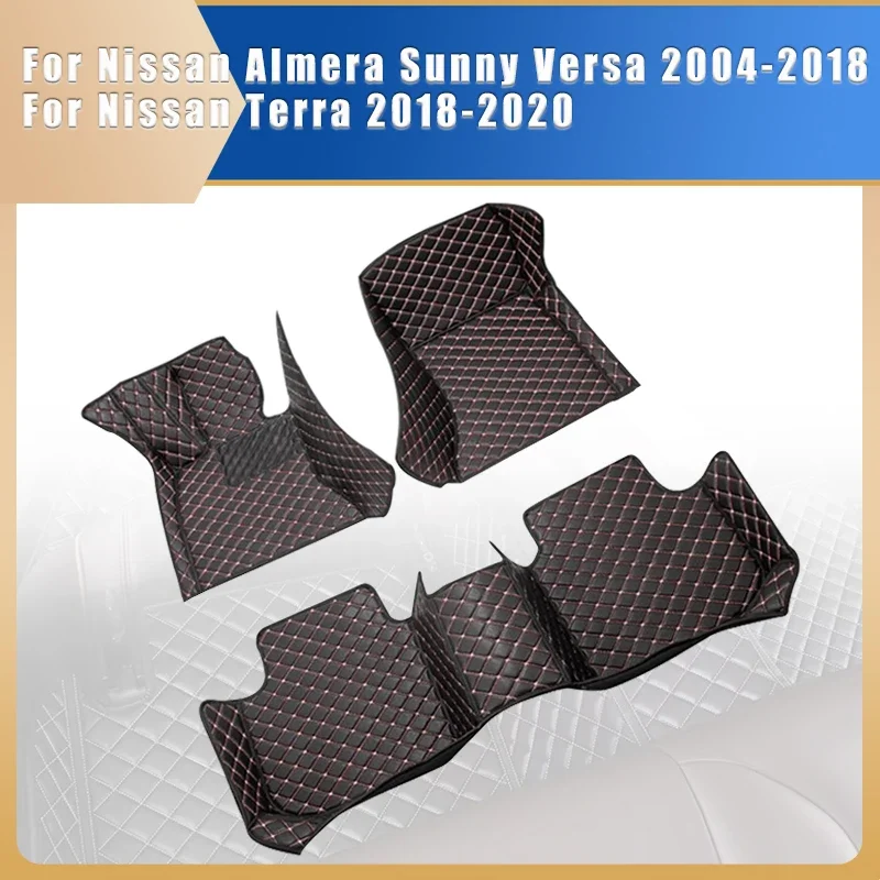Car Floor Mats For Nissan Almera Sunny Versa 2018 2017 2016 2015 2014 2013 To 2004 For Nissan Terra 2018-2020 Auto Interior Rugs