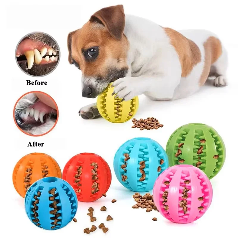 Bola de brinquedo para cães, resistente a mordidas e não tóxica – bola para mastigar, limpeza dos dentes, promoção da saúde oral e distribuição de petiscos para cães e cachorros.