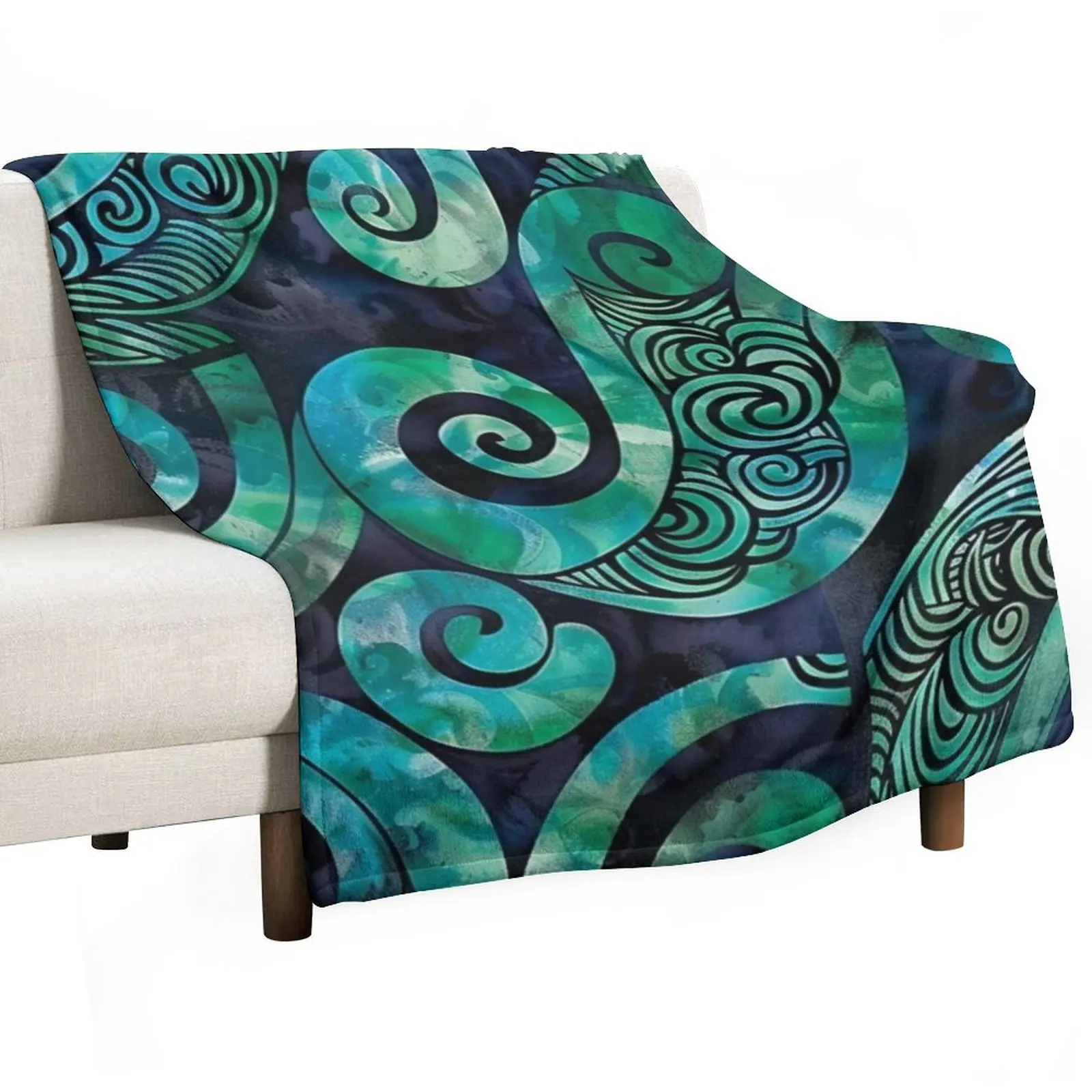 

New Zealand Mori Paua Pattern Koru Design 17 Throw Blanket Multi-Purpose Hairy halloween Blankets