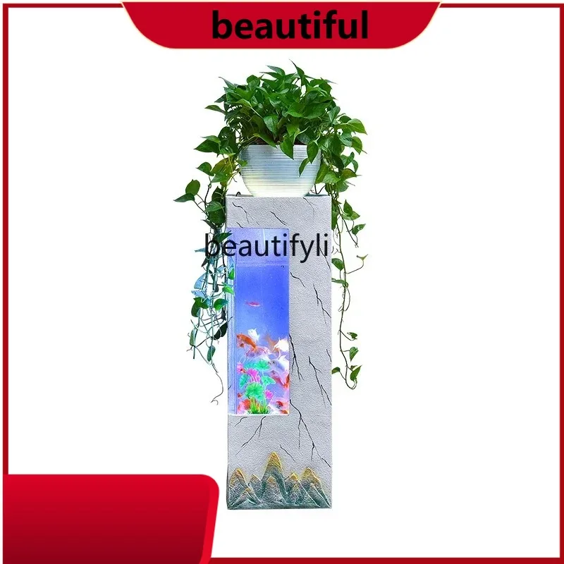 

Simple and Light Luxury Fish Tank Recycling Wealth Decoration Home Living Room Office Floor-Standing Decorations h