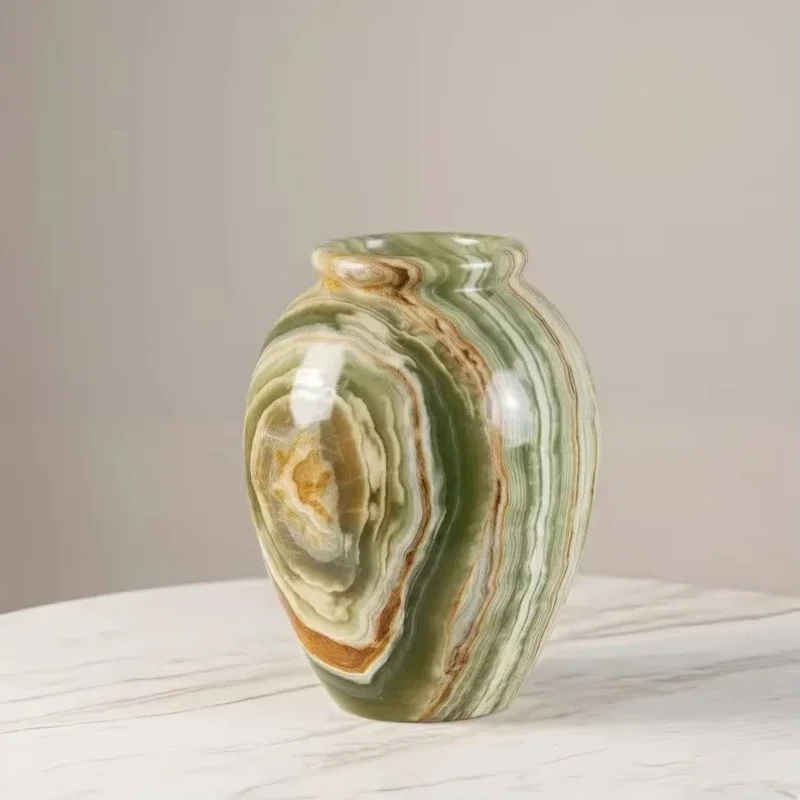 Elegant handmade green marble vase, perfect accents for home decor, living room wedding and event decor