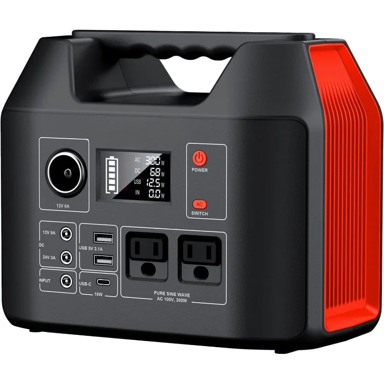 Banque de batterie de centrale électrique portable avec sortie CA à onde sinusoïdale pure de 300 V, 110 W, 296Wh, utilisation en plein air, camping, chasse, urgence