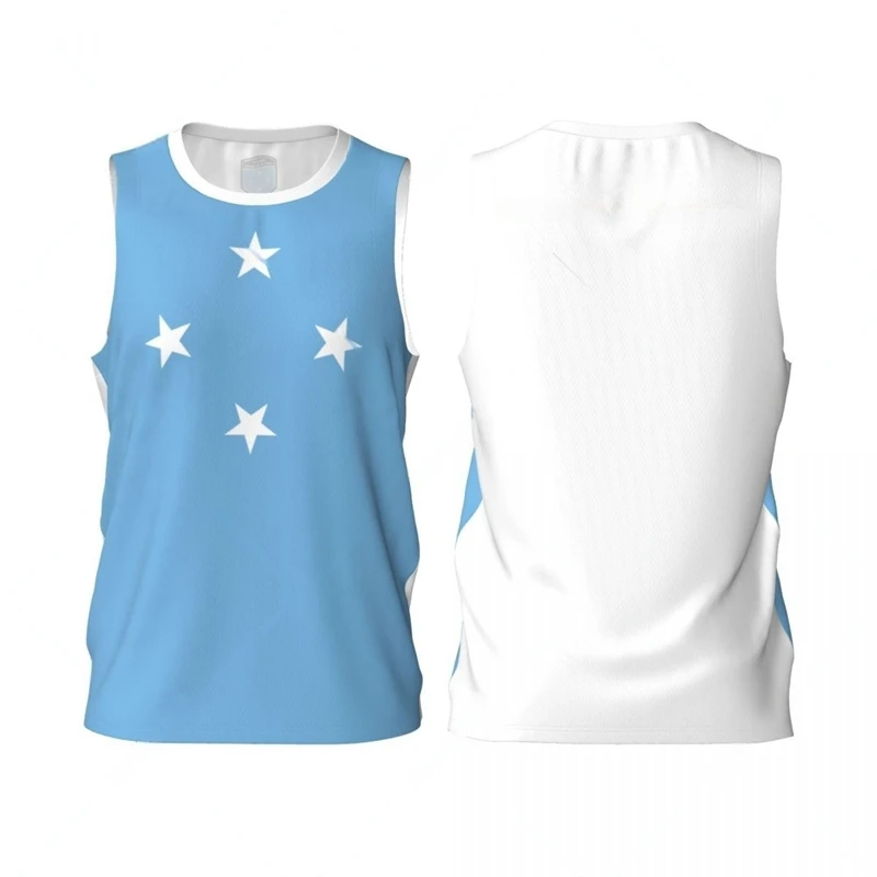 Federated States Of Micronesia Flag Basketball Tank Tops Summer Fashion 3D Printed Sleeveless Tees Loose Quick Dry Sports Vest