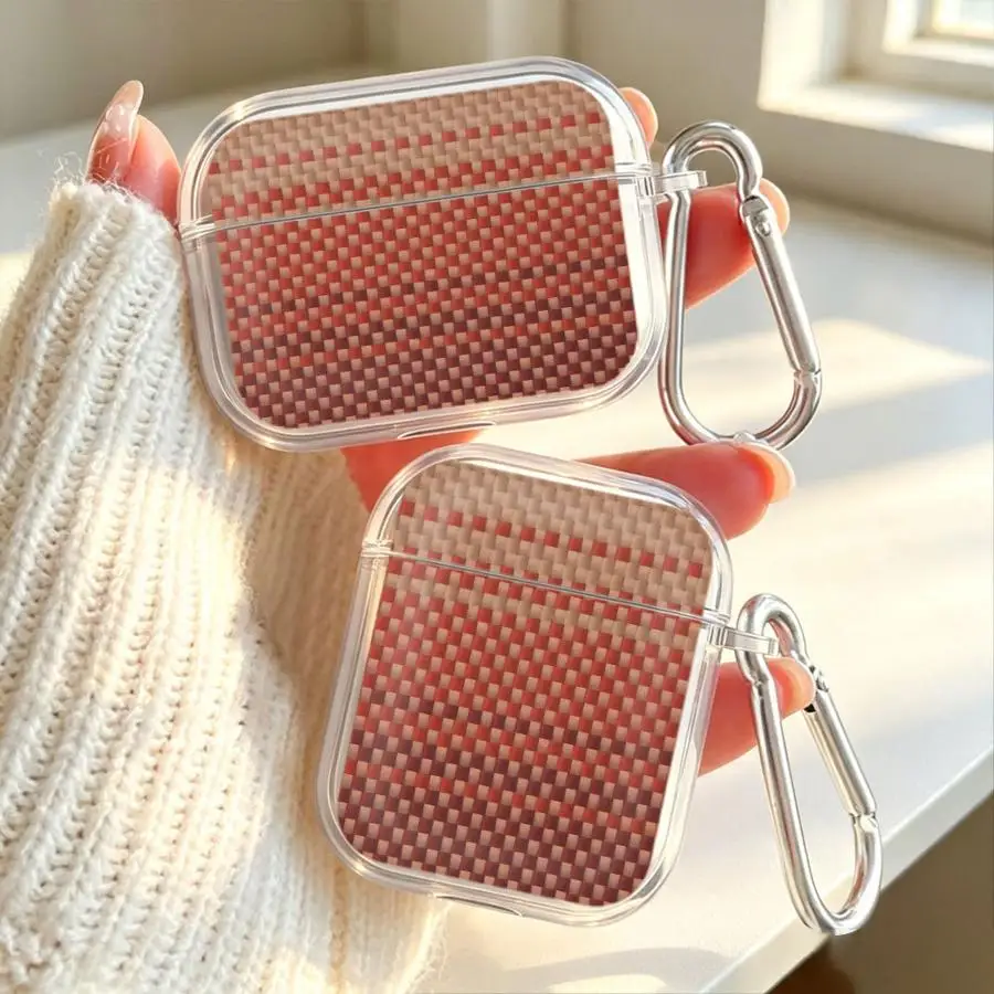 Brown Pixel Gradient Clear Earphone Cases Cover Case For Airpods 1 4 2 3 Pro Pro3 Pro2