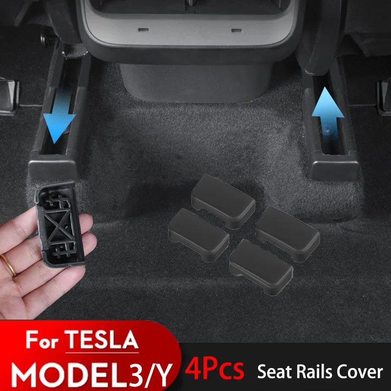 4pcs Seat Rail Cover Protector For Tesla Model 3 17-23Model Y 21-22 Accessories  Front Rear End Pieces Backseat Slide Protection