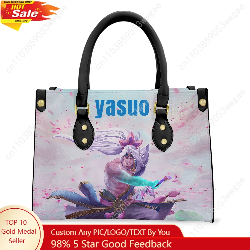

Yasuo Tote Bags Purse Womens Mens Fashion Personalized Text Image PU Leather Customized Handbags Commuter Shopping Gifts Bags