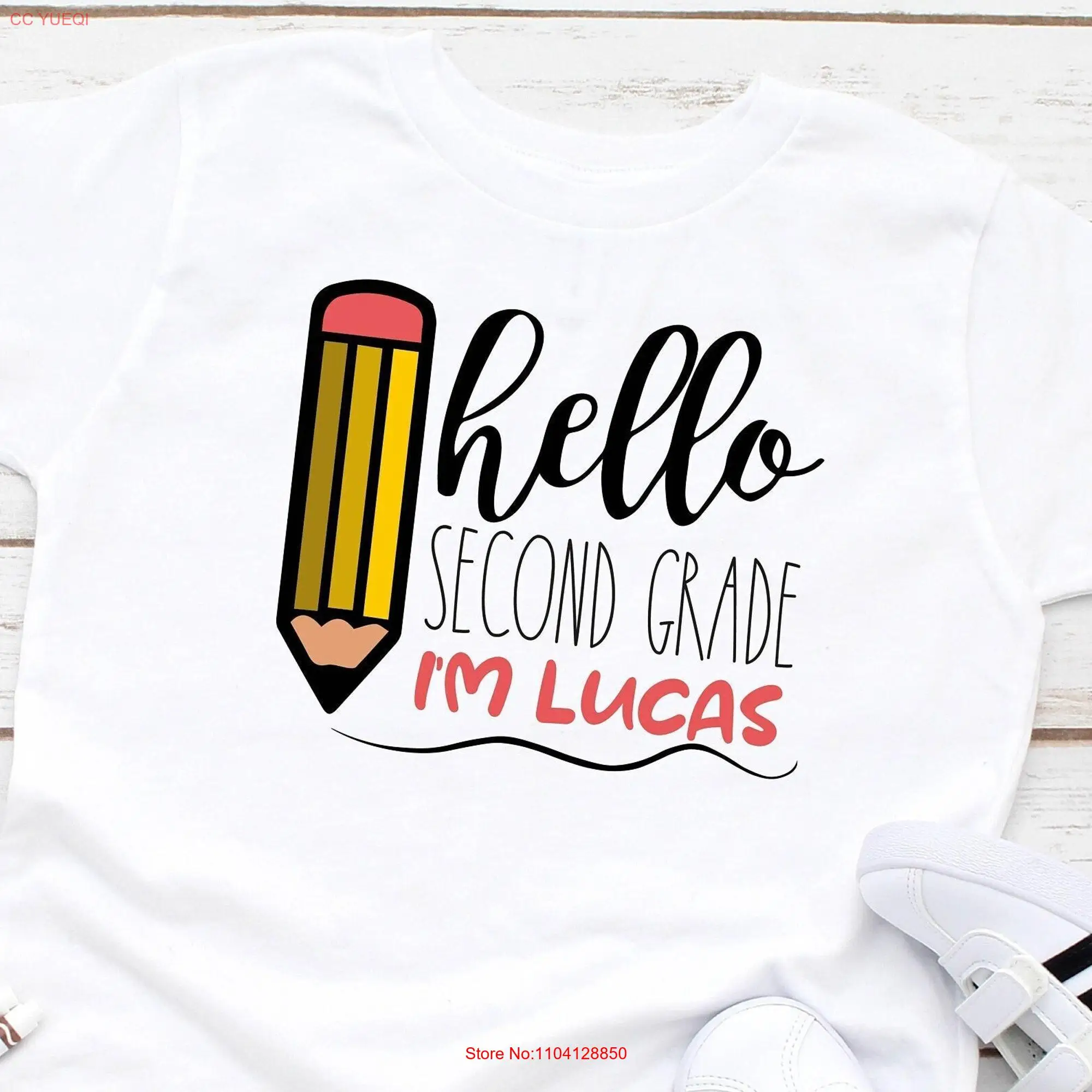 Hello Second Grade T Shirt Personalized School 2nd Back to gift Kids long or short sleeves