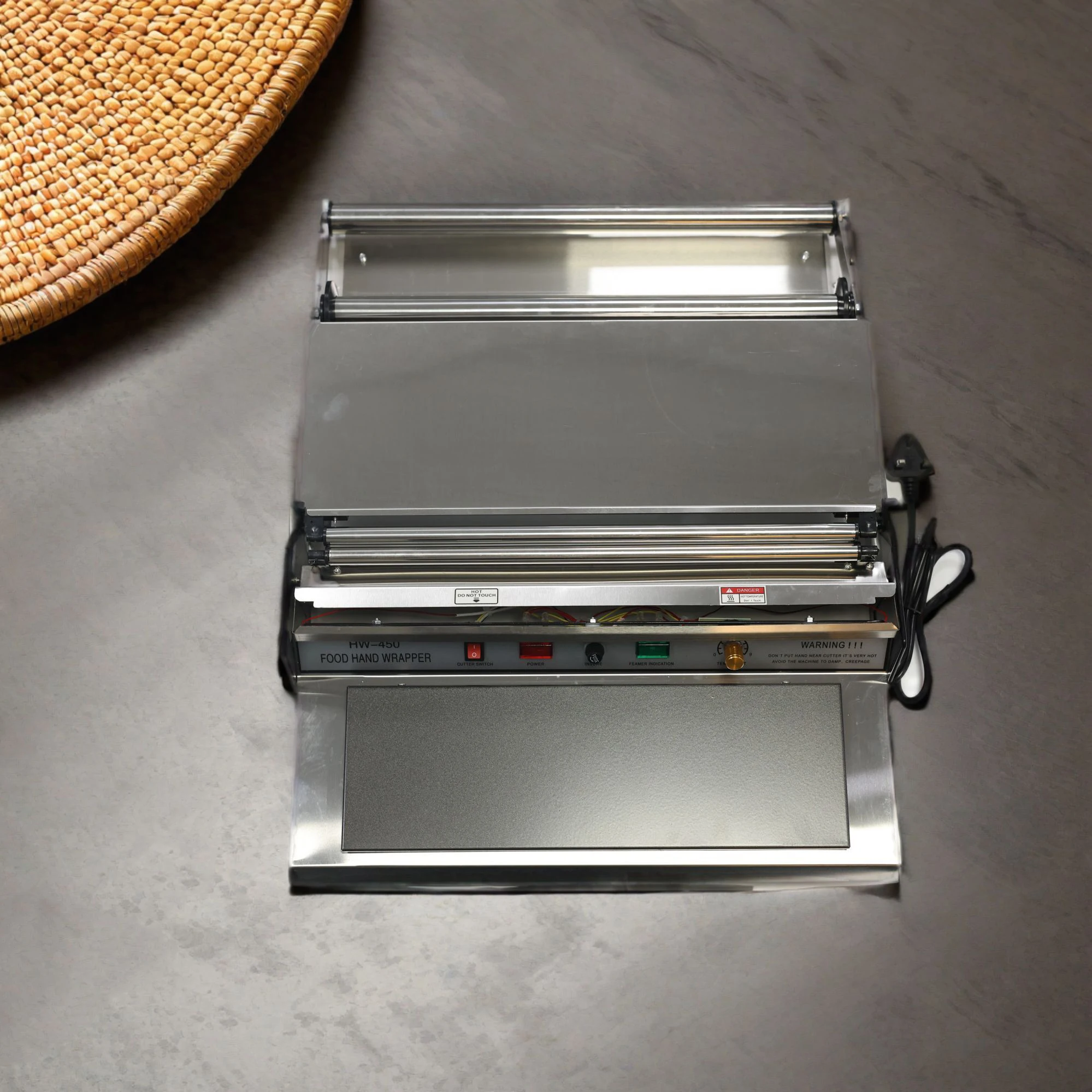 HW 450 Mini Manual Hand Wrapper for Food fruit meat sushi Semi-automatic plastic vegetable cling film Wrapping Machine