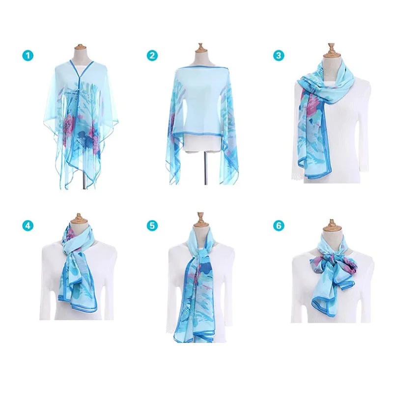 Fashion Butterfly Print Women\'S Sunscreen Shawl Wrap Summer Chiffon Stole Muffler Scarf Outdoor Beach Neck Guard Sun Shade Cloak