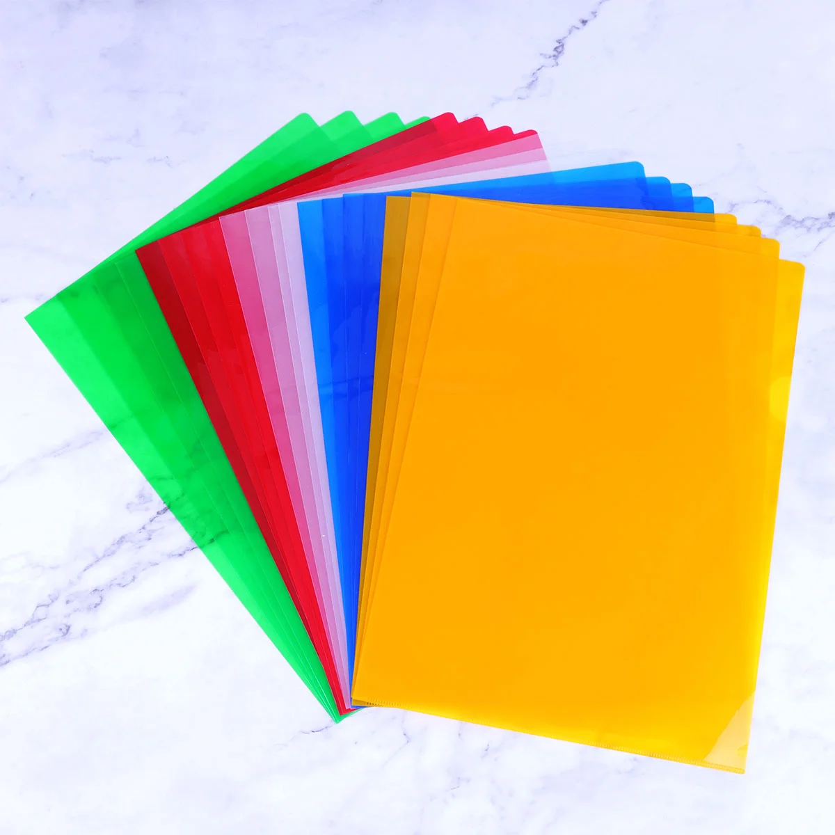 20pcs Office Document Folder Single Page Paper Folder L Shape Plastic Folder (Mixed Color) transparent document folder