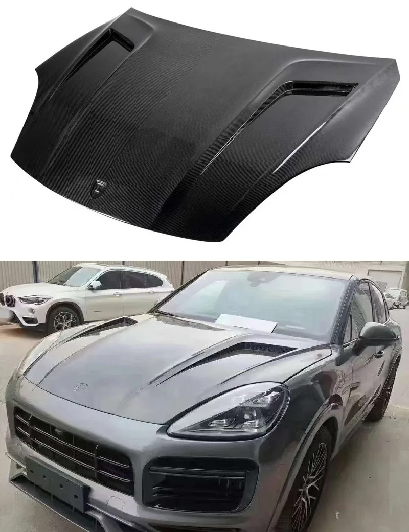 For Porsche Cayenne 9Y0 2018 2019 2020 2021 2022 High Quality Real Carbon Fiber Front Bumper Engine Hood Vent Cover