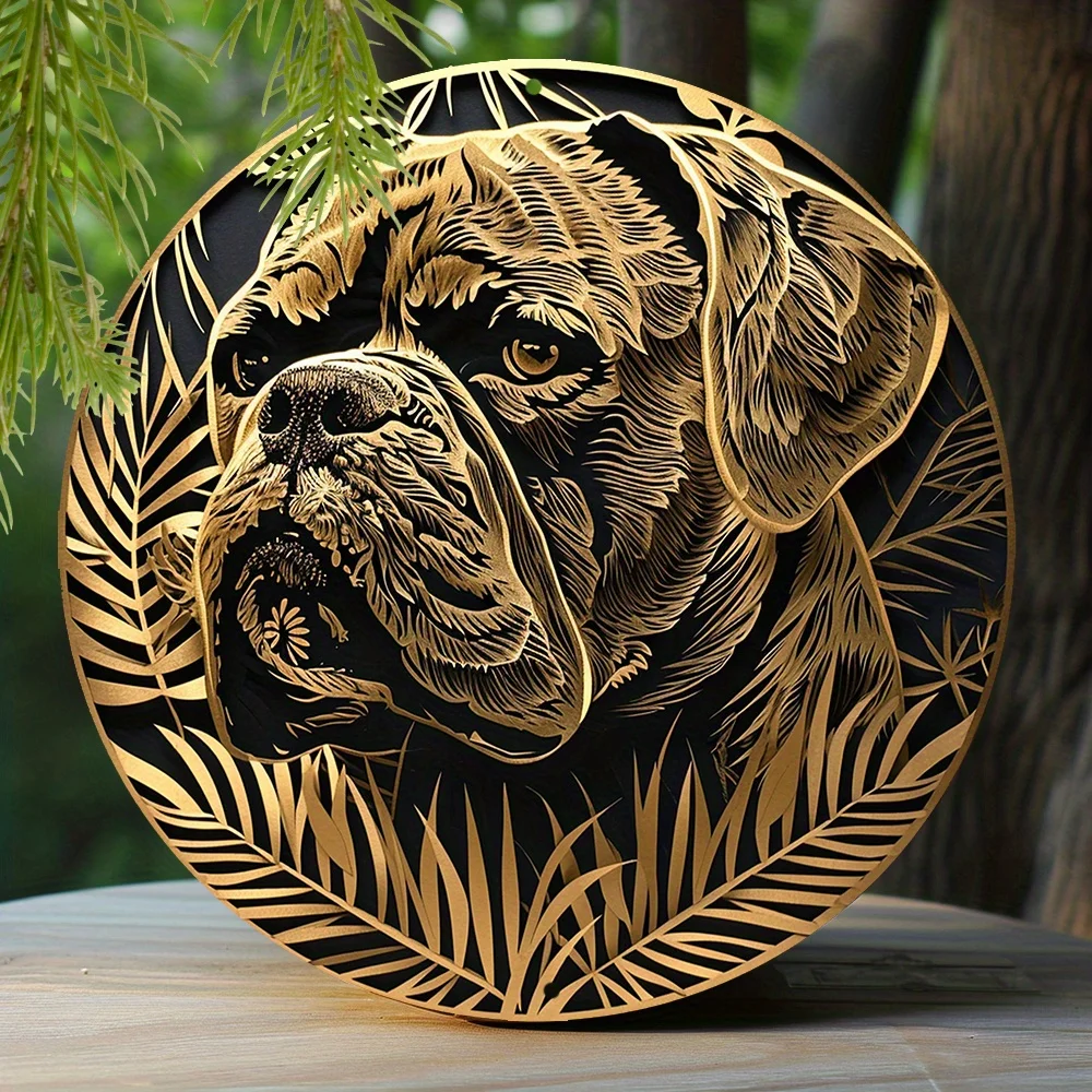 

Metal Sign Faux Foil Stamping Papercut Art Painting Decorative Sign Garden Decor Men Gifts English Bulldog Theme Decoration