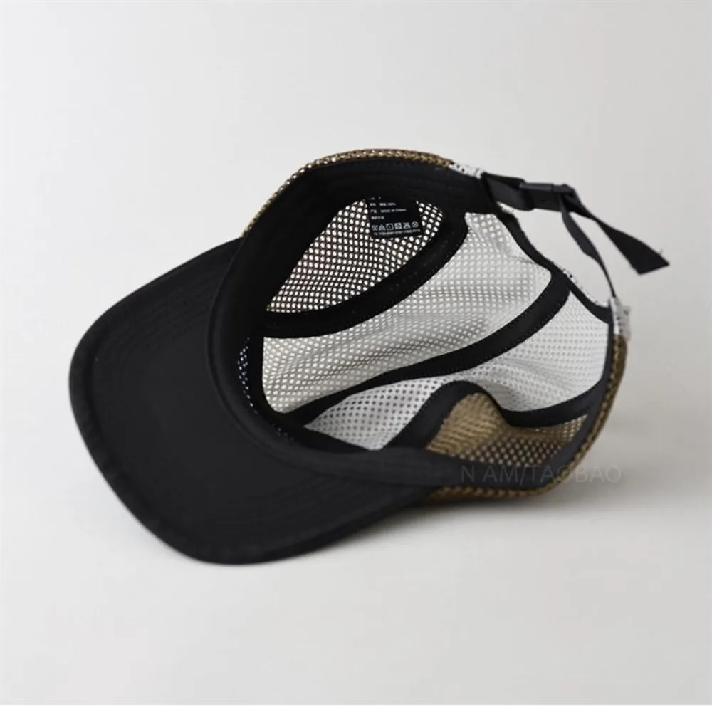 Gorra de béisbol de malla Retro de estilo japonés, gorra con visera ajustable de 5 paneles, gorra transpirable de ala plana de secado rápido, Unisex