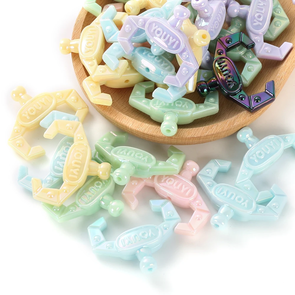 10Pcs/lot Cute Design Solid Color Letter Clip Style Acrylic Loose Spacer Beads for Jewelry Making Bracelet Beads Accessories