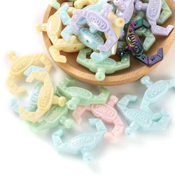 10Pcs/lot Cute Design Solid Color Letter Clip Style Acrylic Loose Spacer Beads for Jewelry Making Bracelet Beads Accessories