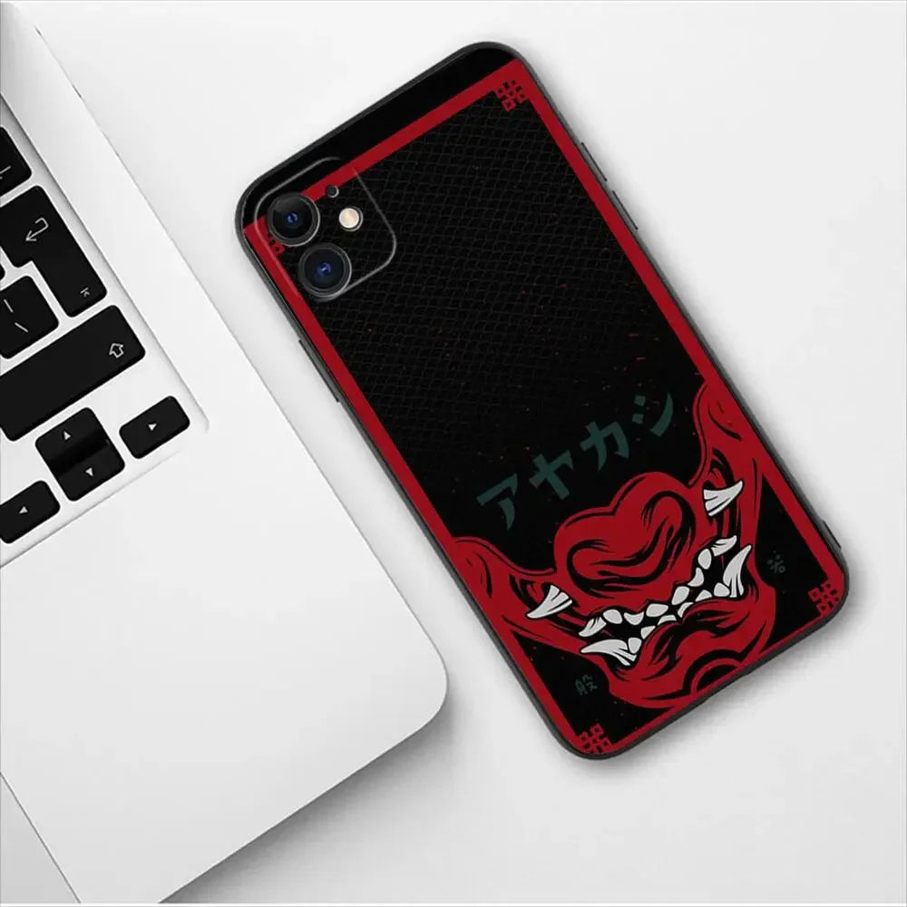 Japan Samurai Oni Mask Phone Case For Apple IPhone 15 13 12 11 14 Pro Max Mini XR X XS  Max 6 6S 8 7 plus Fashion TPU Soft Cover