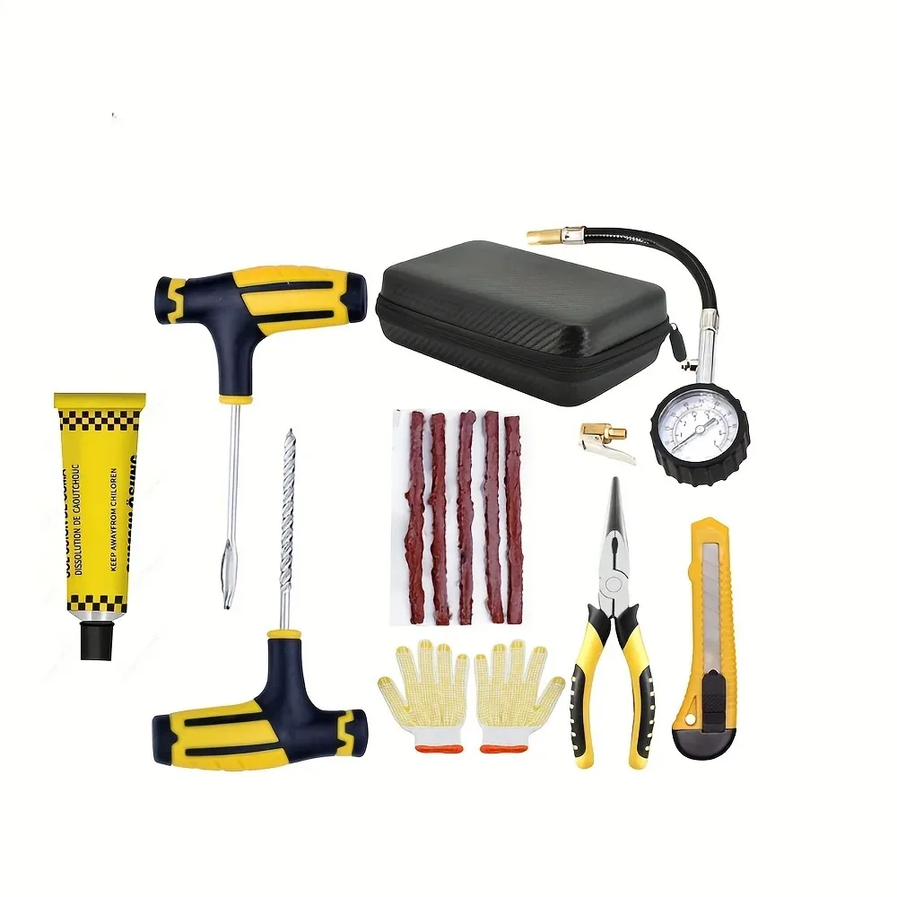 Portable Repair Tool Universal Tire Repair Kit Motor Flat Tire Puncture Plug Tools Cutter Tyre Nail Tire Needle Nose Pliers