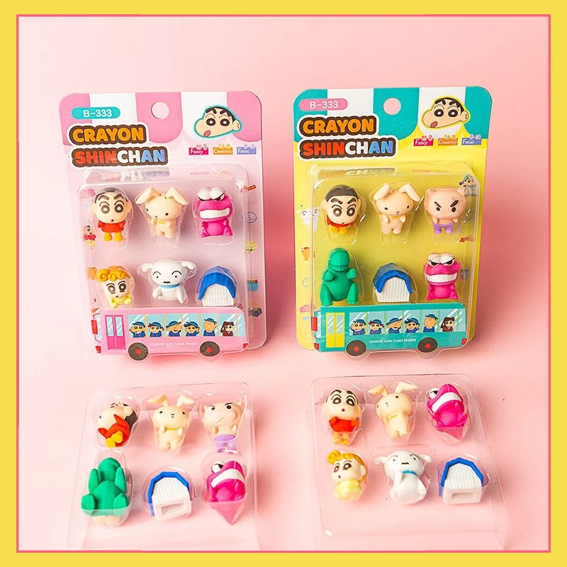 Popular Anime Crayon Shin chan Peripheral Rubber Cartridge Set for Students, New Creative Cute Cartoon Eraser