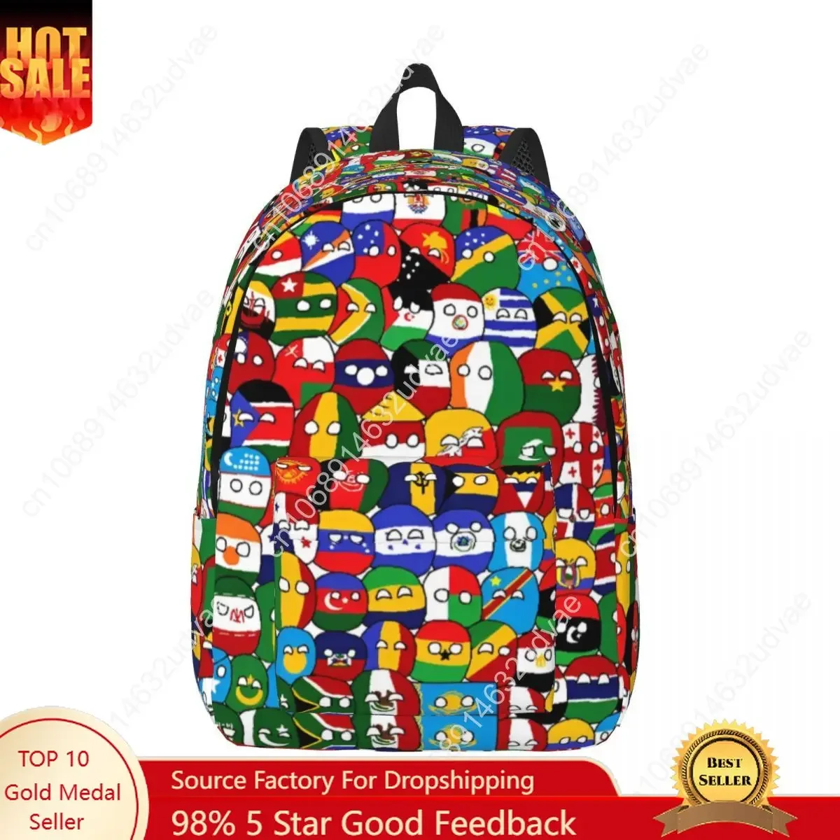 Tas Ransel Kartun Countryball Tas Buku Sekolah Tas Kanvas Negara-Negara Dunia Tas Taman Kanak-Kanak Prasekolah