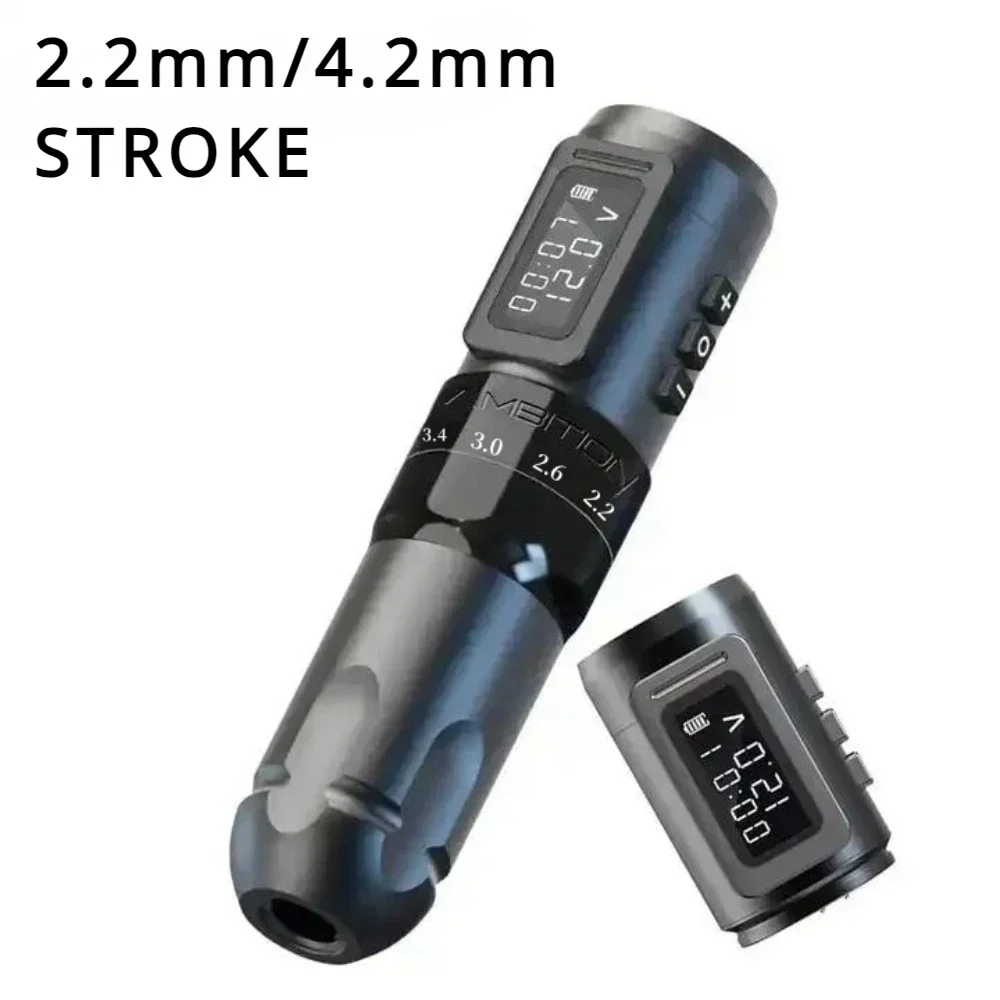 2023 New · Mars-U 2.2-4.2mm Adjustable Stroke Wireless Rotary Tattoo Pen Machine Kit with Extra Battery for Body Art