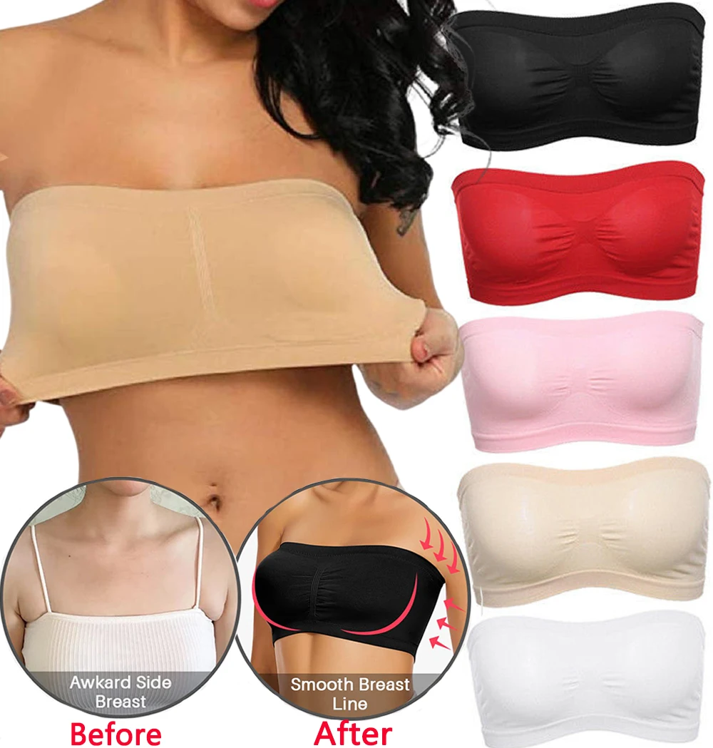 

Breathable Mesh Tube Bra Strapless Crop Tops Women Ladies Free Size Sexy Bralette Bra Bandeau Summer Dress Shouderless Crop Top