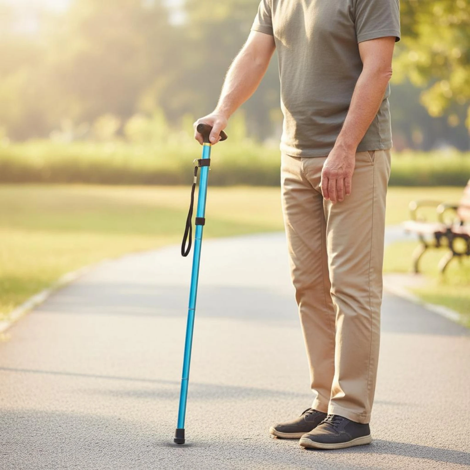 5-Section Folding Cane Lightweight Foldable Ambulation Cane Foldable Hiking Stick Anti-Slip Tip Mobility Aid for Hiking