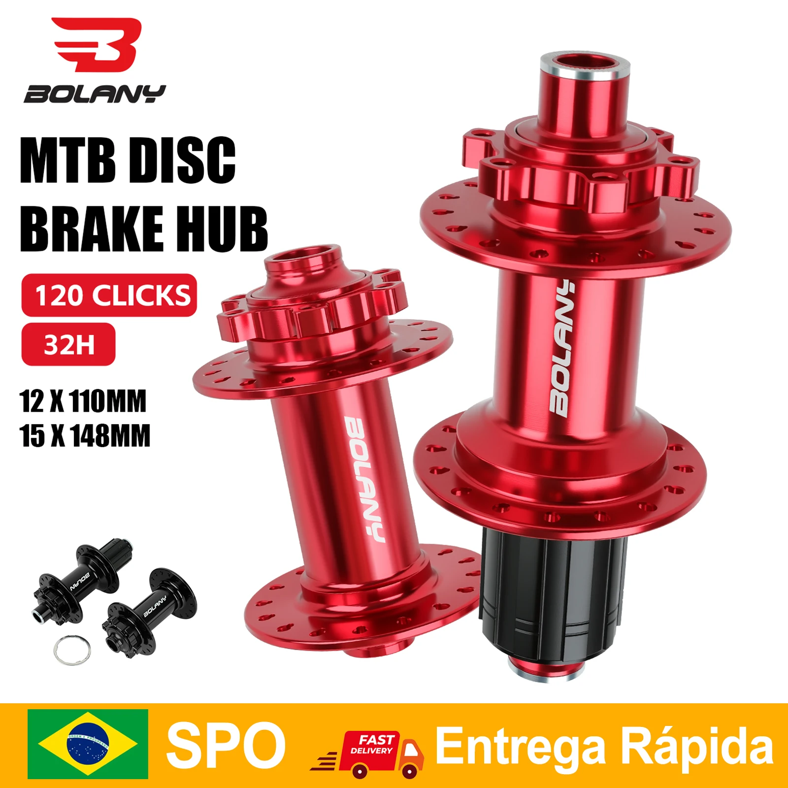 Enviado do Brasil BOLANY MTB Cubo Boost Cube MS 6 Pinos 110x15 Cubo Barulhento para Bicicleta de Montanha 32 Furos Cubo de Bicicleta Rio de Janeiro