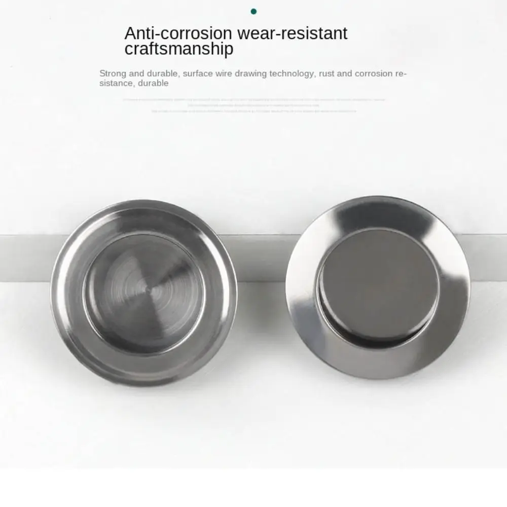 Door Handles Stainless Steel Door Knobs Recessed Invisible Handle Cabinet Pulls Proof Door Round  Sliding Handle Pull