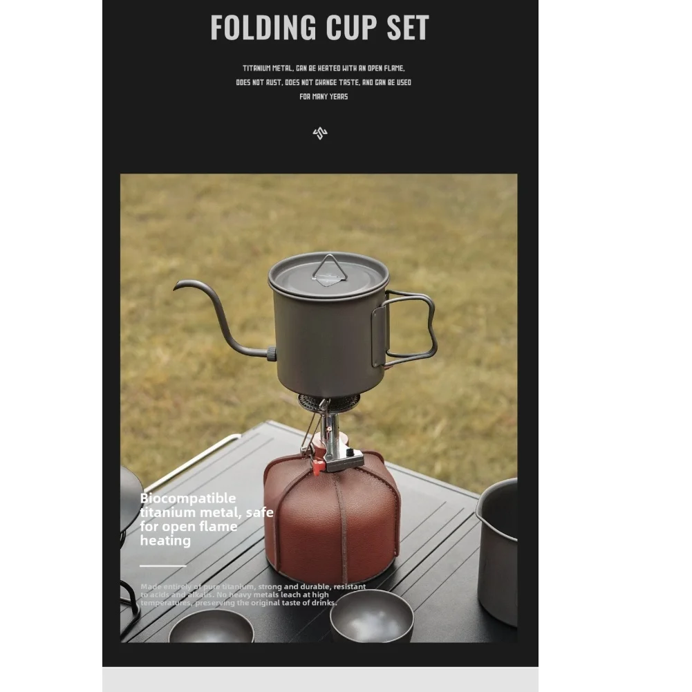 pure-titanium-5-piece-portable-tea-set-for-outdoor-camping-hiking-travel-with-folding-coffee-pot-cups-and-strainer