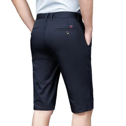 2022 Summer Brand Fit Straight Cotton Stretch Men's Thin Casual Shorts Classic Embroidered Business Lightweight Shorts