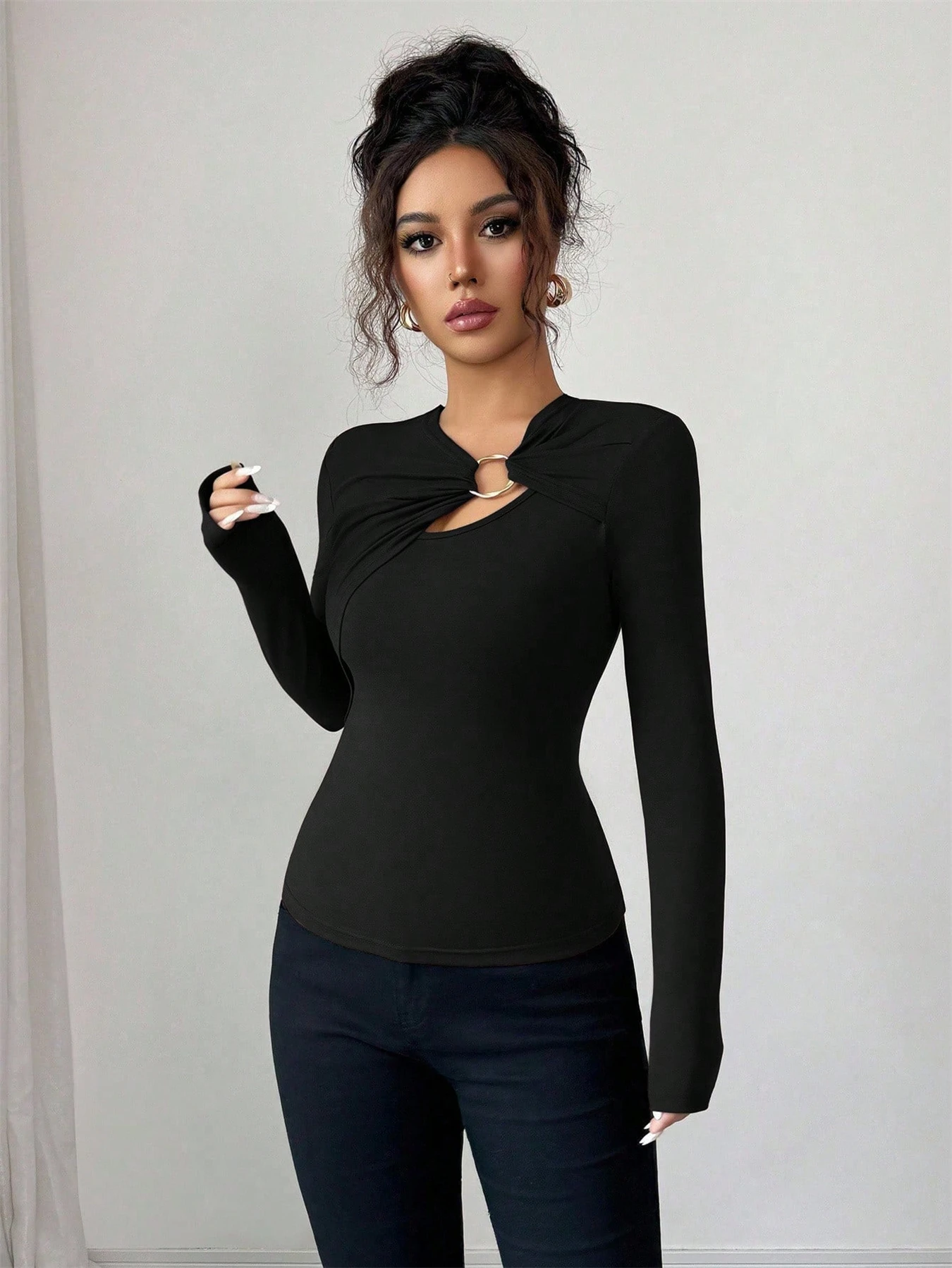 Asymmetrische Hohl Design Schl – Winter Yoga Clothing Bewertung und Preis