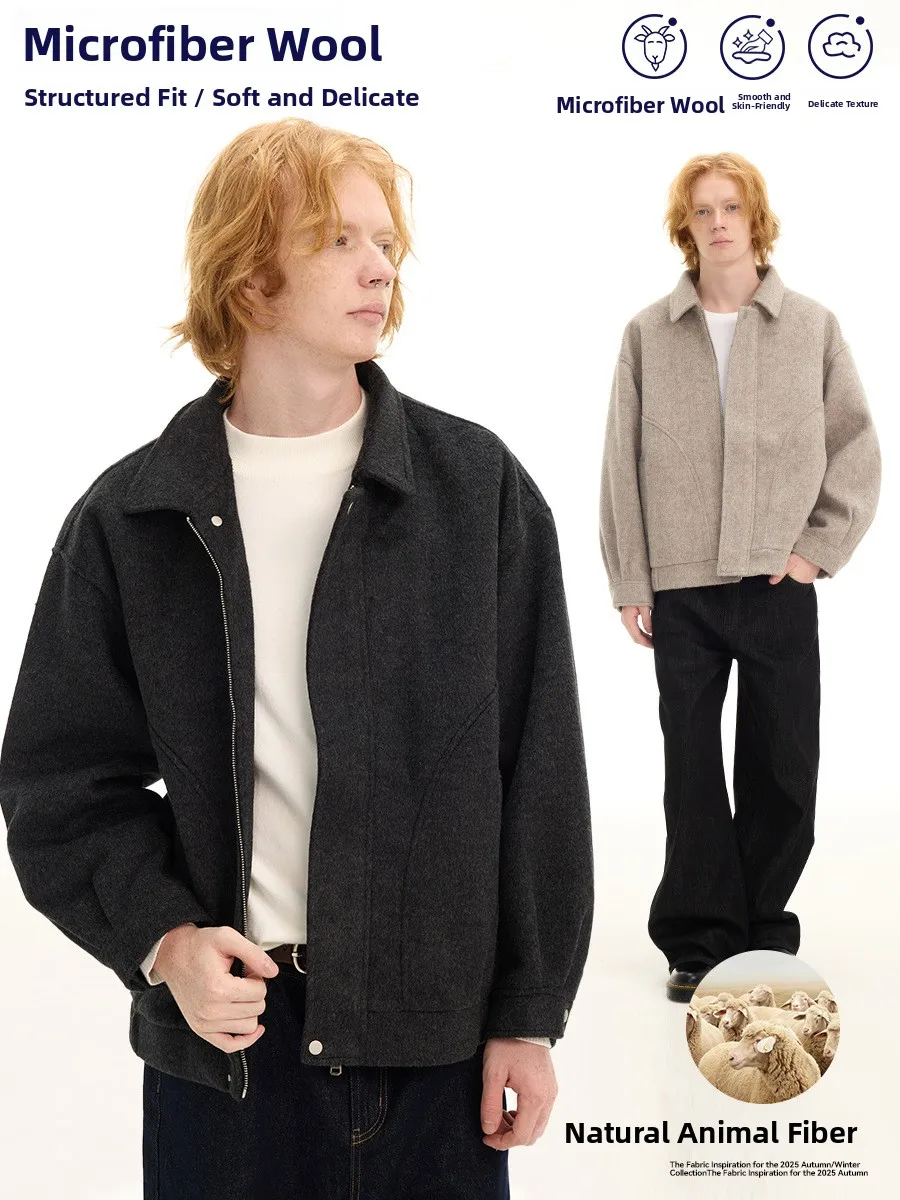 

Heavyweight Wool Double-Sided Men's And Women's ort Jaet Autumn Winter Warm Sli Old Money Sle Boxy Outerwear