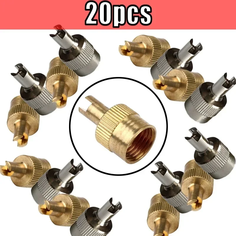 

20pcs Slotted Head Valve Stem Caps with Core Remover Tool for Car Motorcycle Copper Universal Auto Accessories Tire Valve Caps