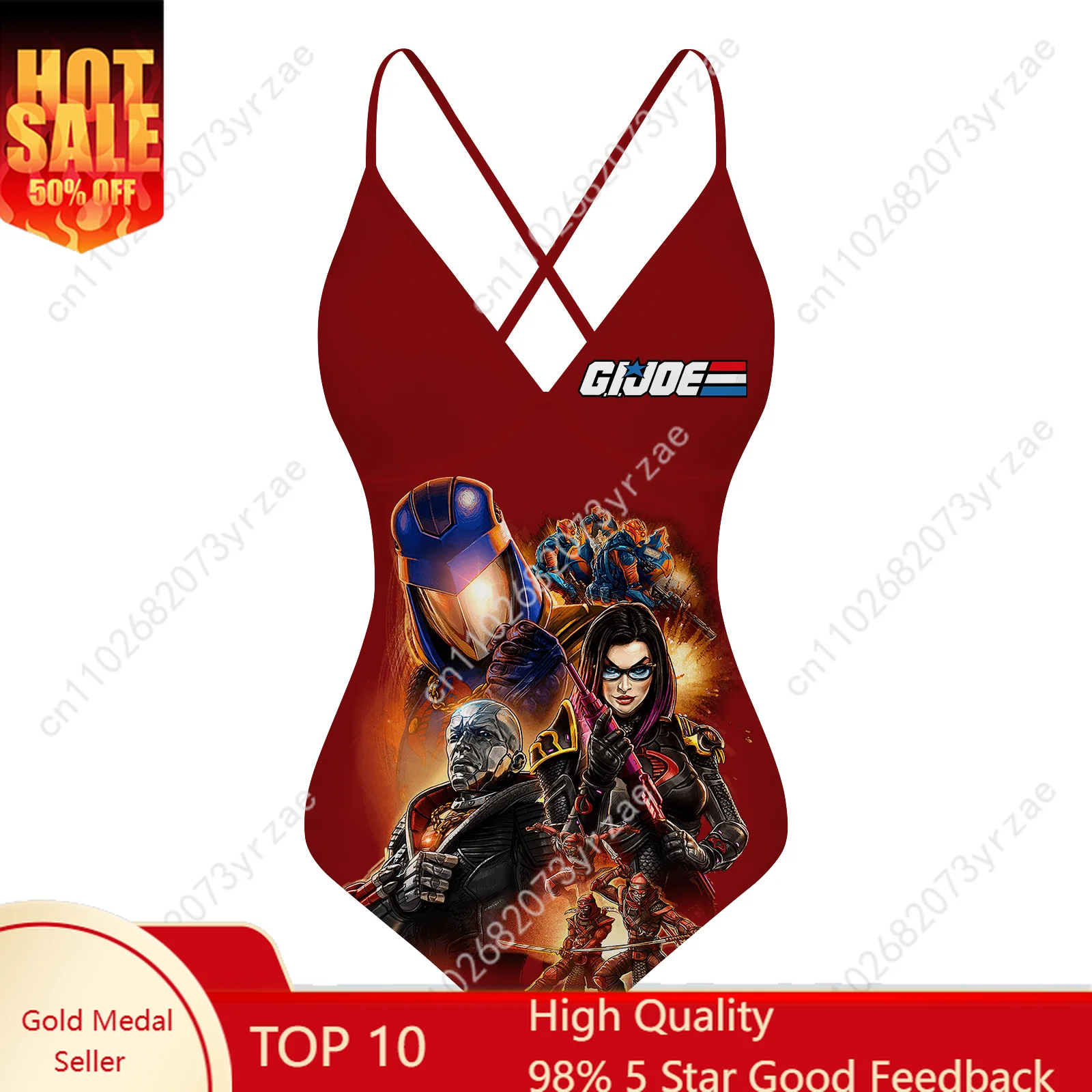 

G.I. Joe V-neck Halter Back Swimsuit Womens Bathing Suits Pool Party Swimwear Sexy Bikini Custom Made Bathing Suits