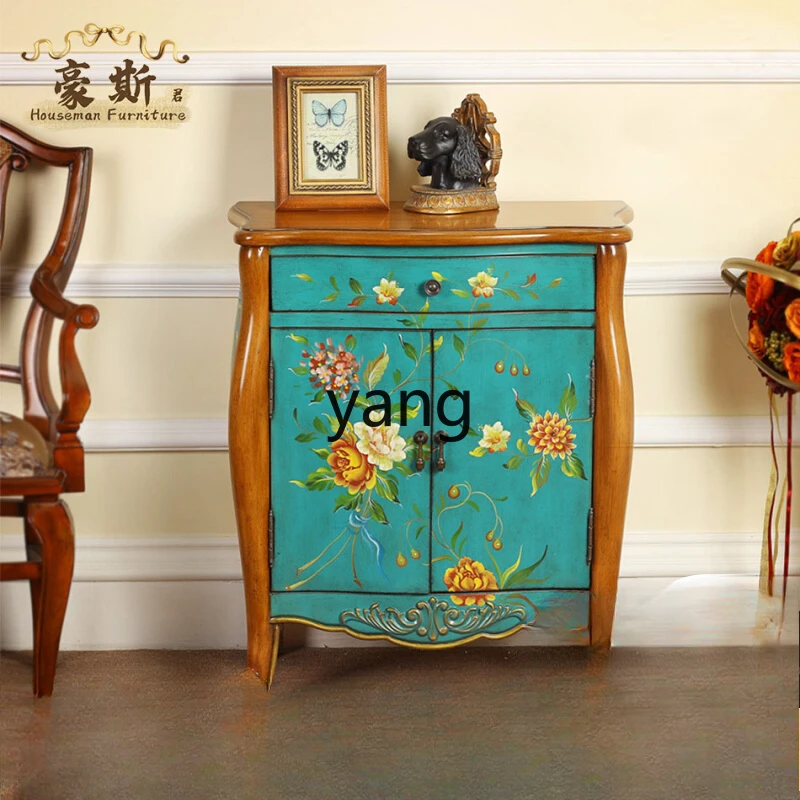 xyy old painted bedside table foyer shoe cabinet simple partition cabinet two buckets storage