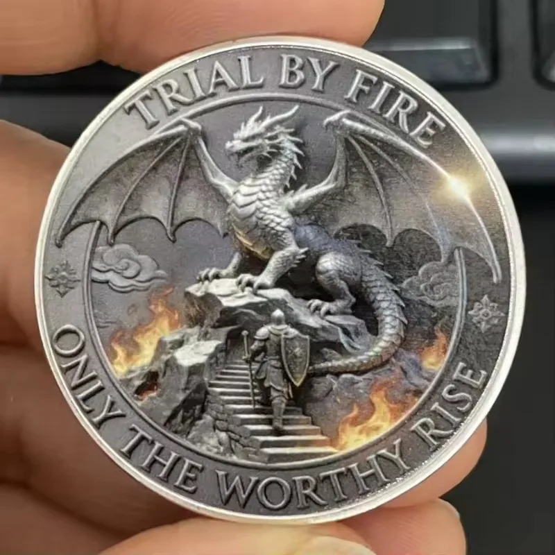 European style Fire Dragon Mythical Design Western dragon europe souvenir coin trial by fire collection gift for hom lovers