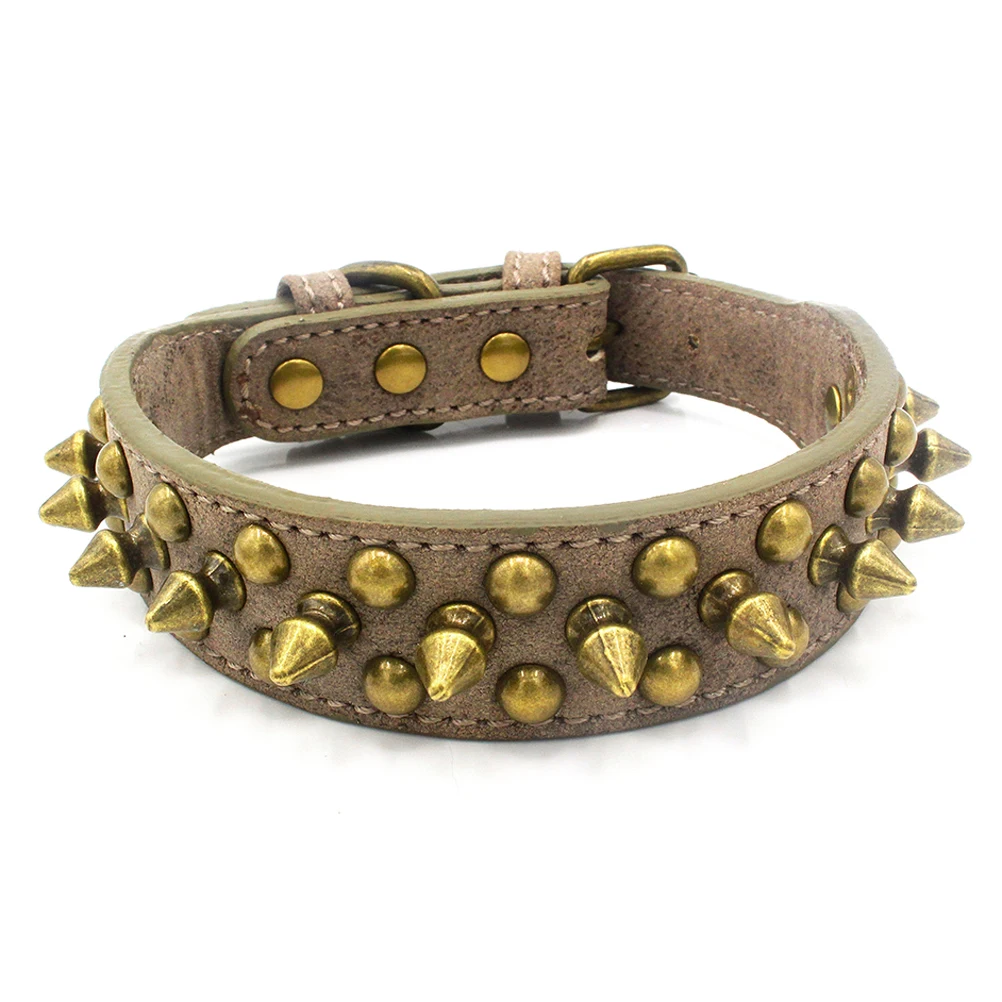 

Brown Xl Adjustable Pu Pet Collar Rivet Design Dog Collar Stylish Pet Supplies for Outdoor Sports