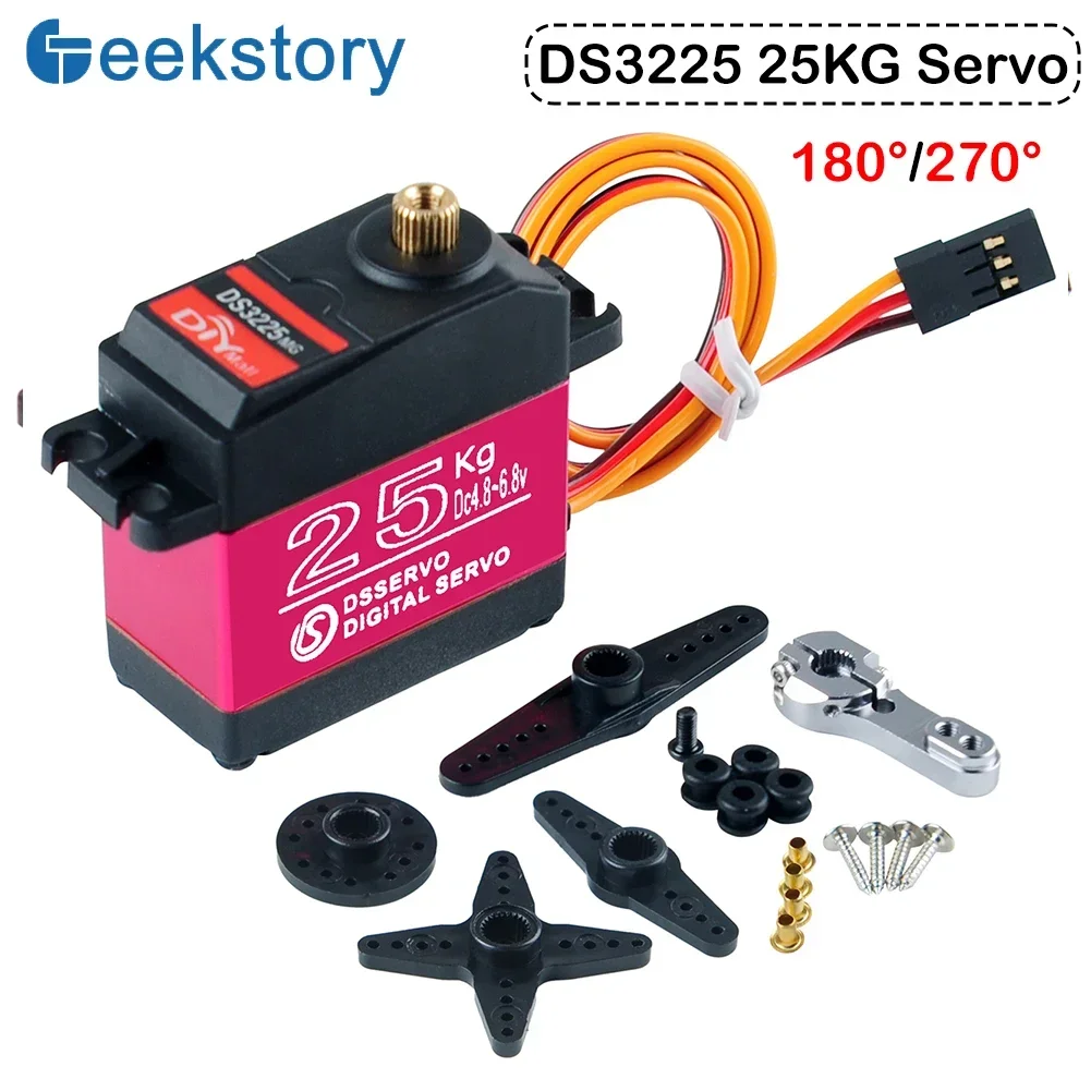 

DS3225 25KG Digital Servo Motor 180/270 Degree High Torque Full Metal Gear RC Servo with 25T Waterproof servo for 1/8 Baja Cars