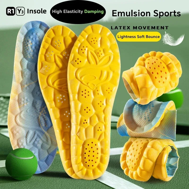 4D Cloud PU Sports Insoles Soft Breathable Shock Absorb Orthopedic Cushion Running Shoe Inserts