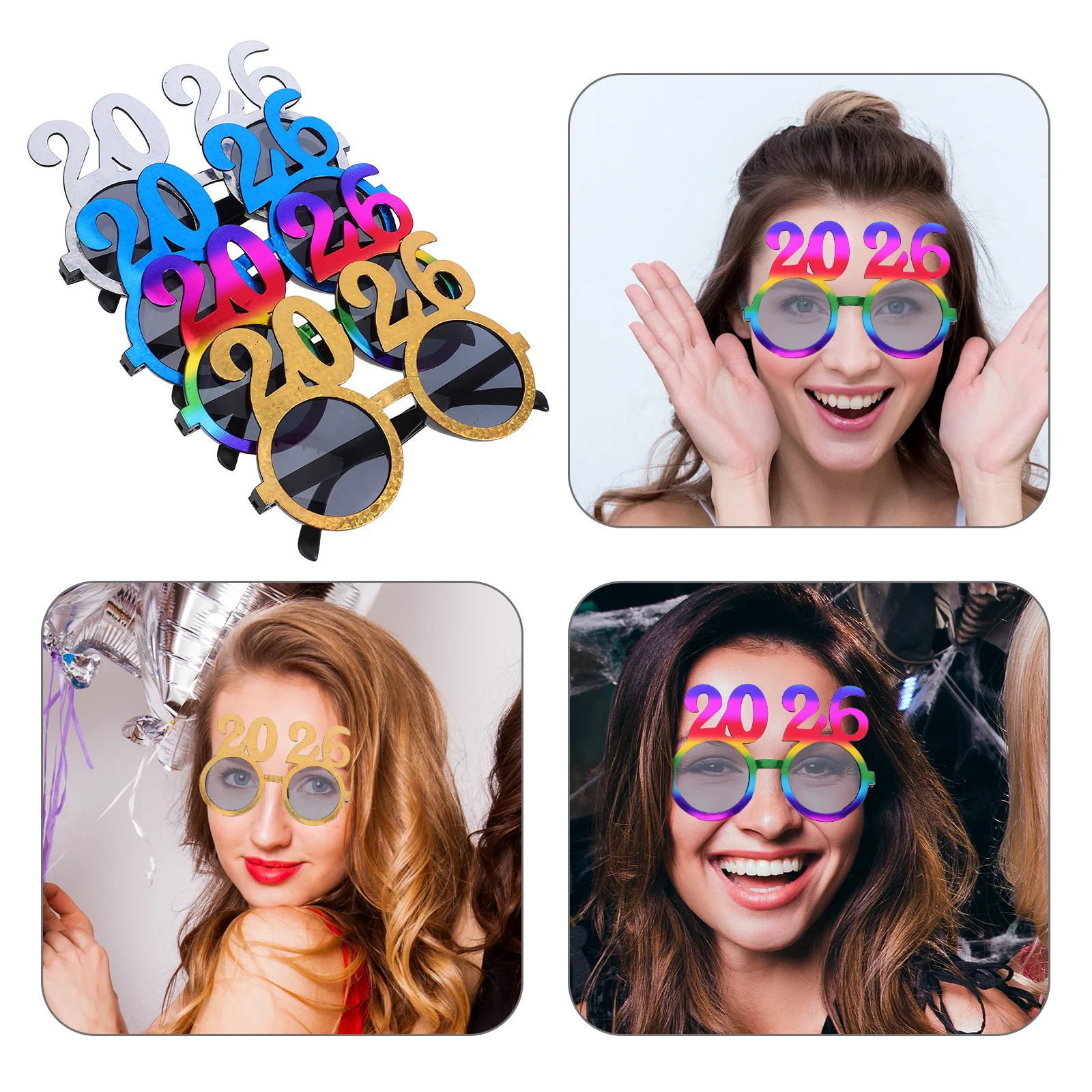 

4Pcs 2026 New Year Eye Glasses Fancy Party Glasses New Years Eve Party Props Graduation Favors Holiday Celebration Eyewear