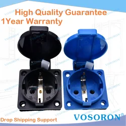 1-Pack,Germany Waterproof Industrial Socket AC Power Socket German Industrial Plug Electrical Socket with Waterproof Cover