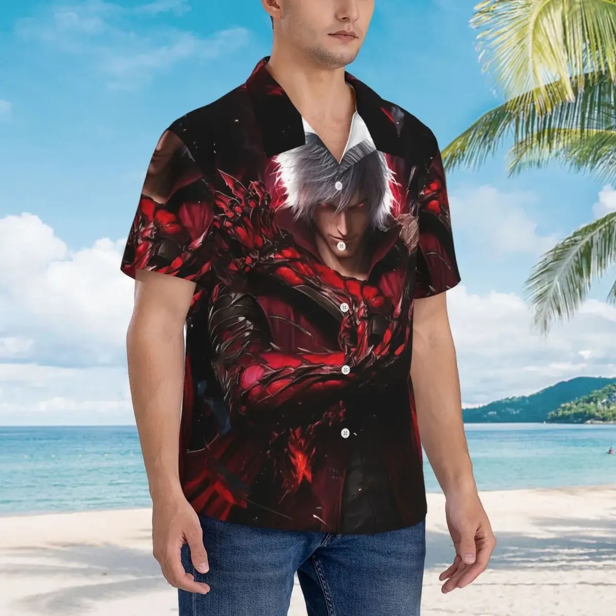 Devil May Cry Game Hawaiian Shirts Casual Men Short Sleeve Shirt for Summer Beach Men's Button Tops