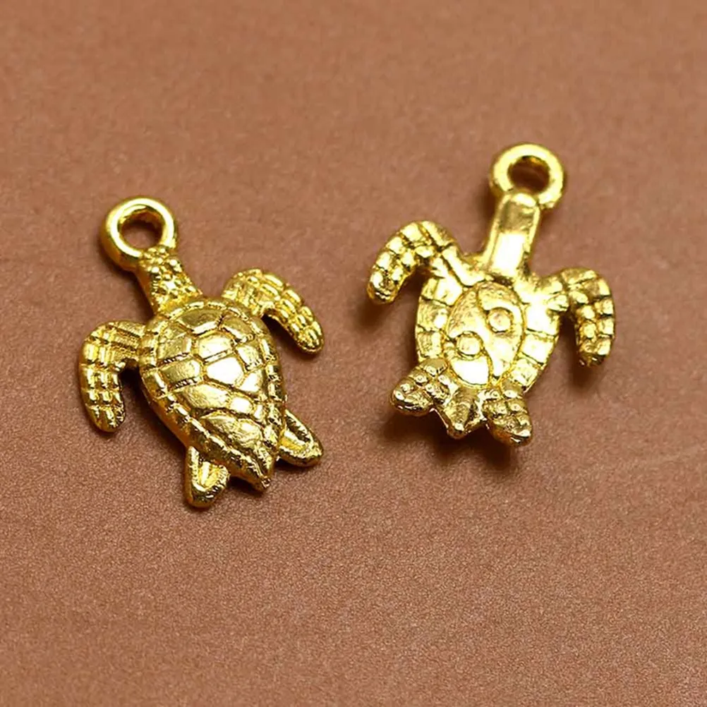 

50 шт. золотистых подвесок в виде черепах из сплава, DIY-шармы для изготовления ожерелий, браслетов, серег, аксессуары для создания украшений, подвески-шармы из сплава