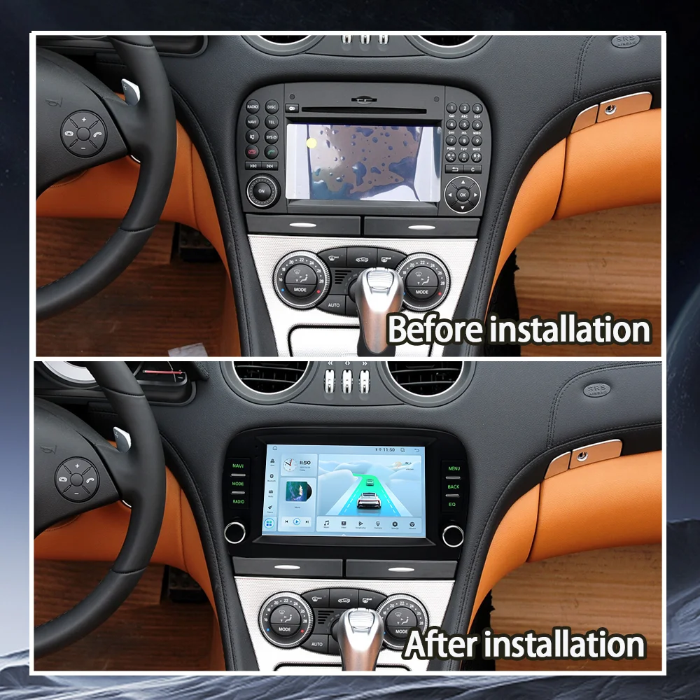 LELV 7 بوصة راديو السيارة اللاسلكية Carplay أندرويد السيارات نظام تحديد المواقع FM ستيريو مشغل وسائط متعددة لمرسيدس بنز SL 2001-2005