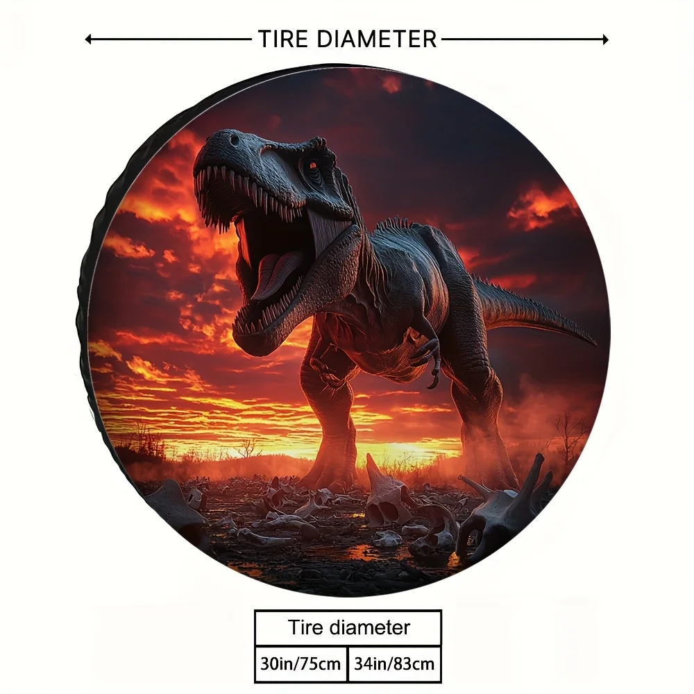 Tyrannosaurus Rex Print Spare Tire Cover Durable Polyester for SUV Trailer Camping Road Trip