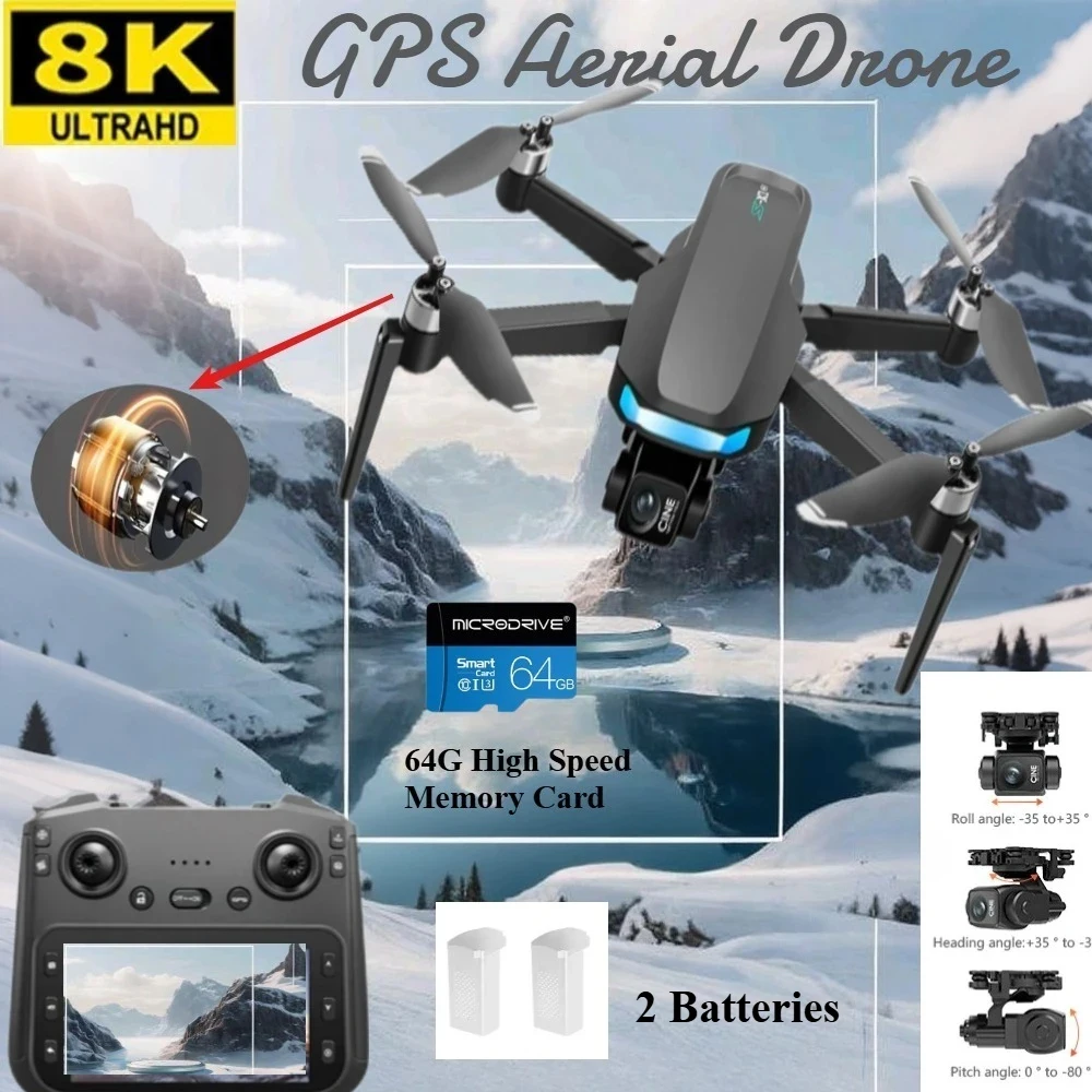 S-X1 New Drone 3-Axis Anti-shake Gimbal 4K Aerial Brushless Drones RC Quadcopter 5G GPS 8K HD Cameras EIS Mini Dron with Screen