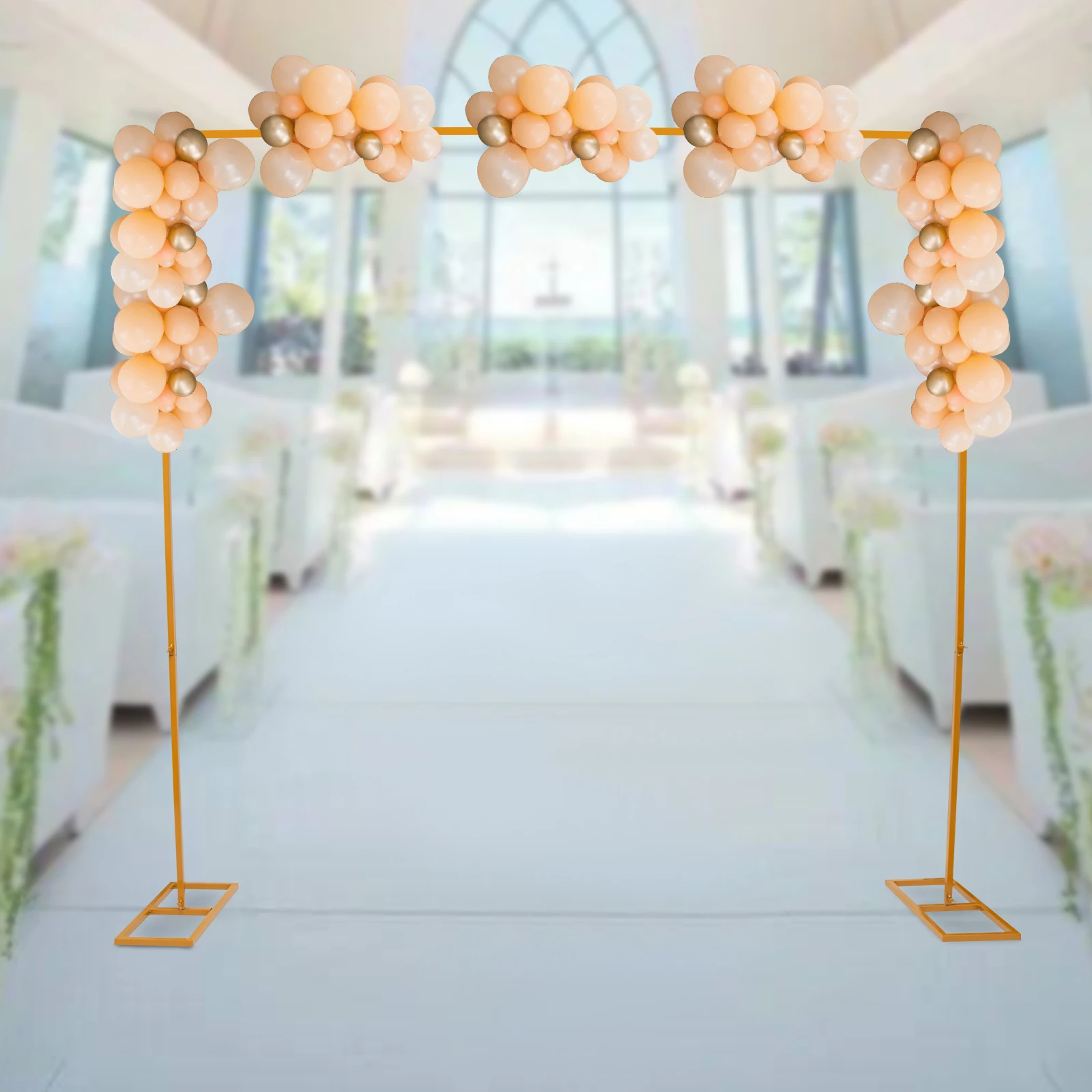 1 pçs ouro casamento arco suporte festa decoração balão arco quadro pano de fundo suporte tamanho 7.8ft