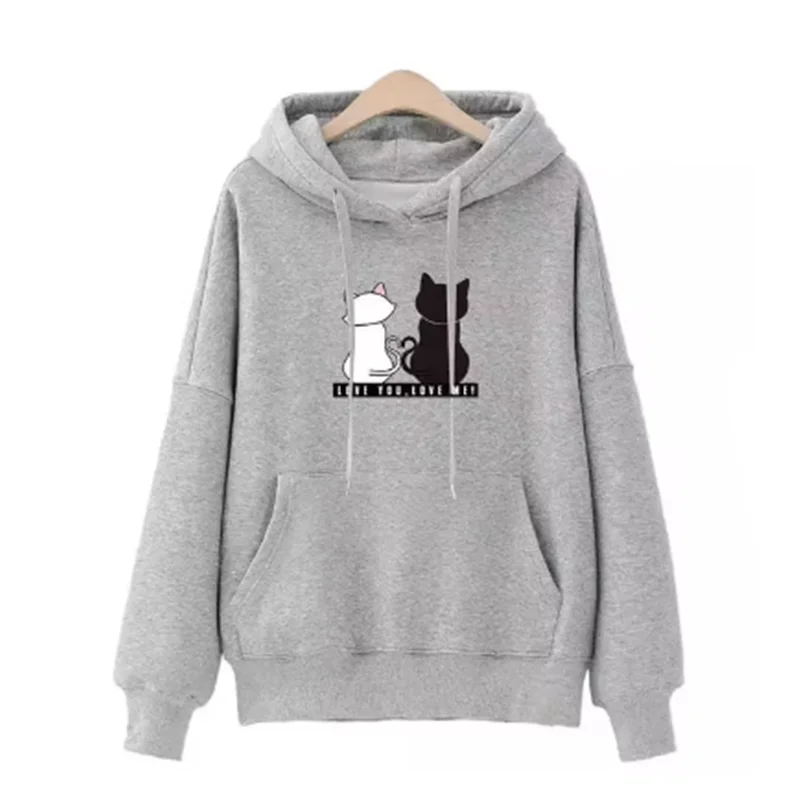 Mannen en vrouwen hoodie herfst winter fleece losse capuchon sweatershirt brief hou van je hou van mij unisex casual causale jas met capuchon