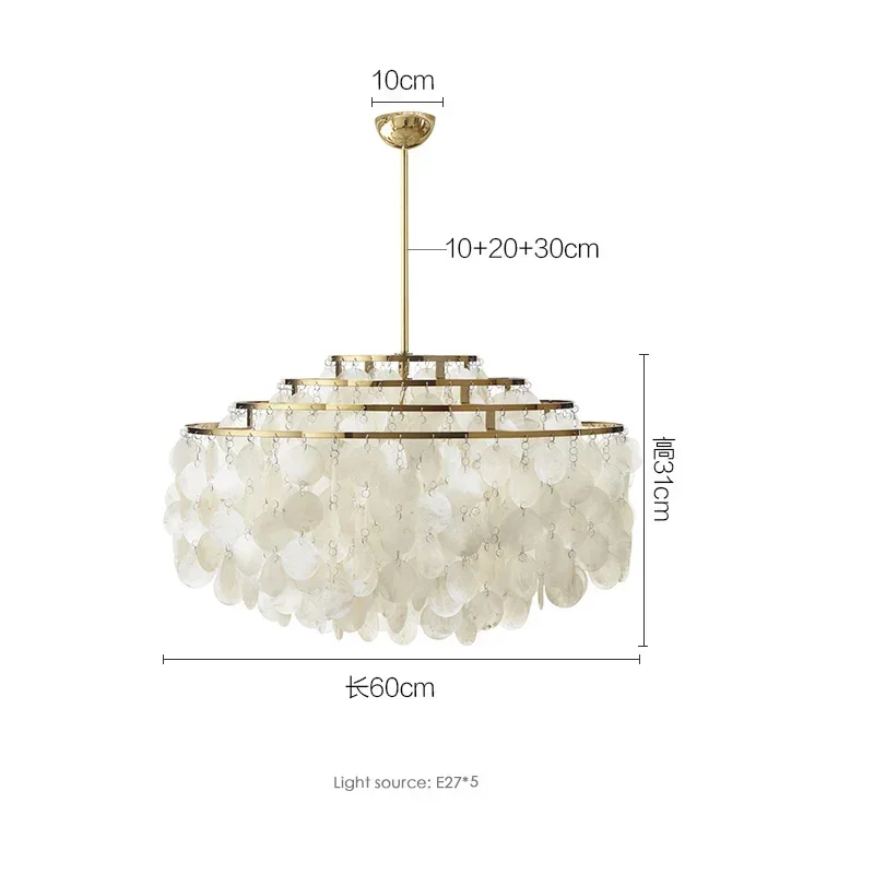 Franse romantische schelp hanger Italiaanse ontwerper melkolie stijl slaapkamer hanglamp luxe windgong restaurant hanglamp - afbeelding 1